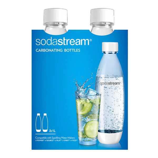 SodaStream 1 Liter Dishwasher Safe Slim Carbonating Bottles, Twin