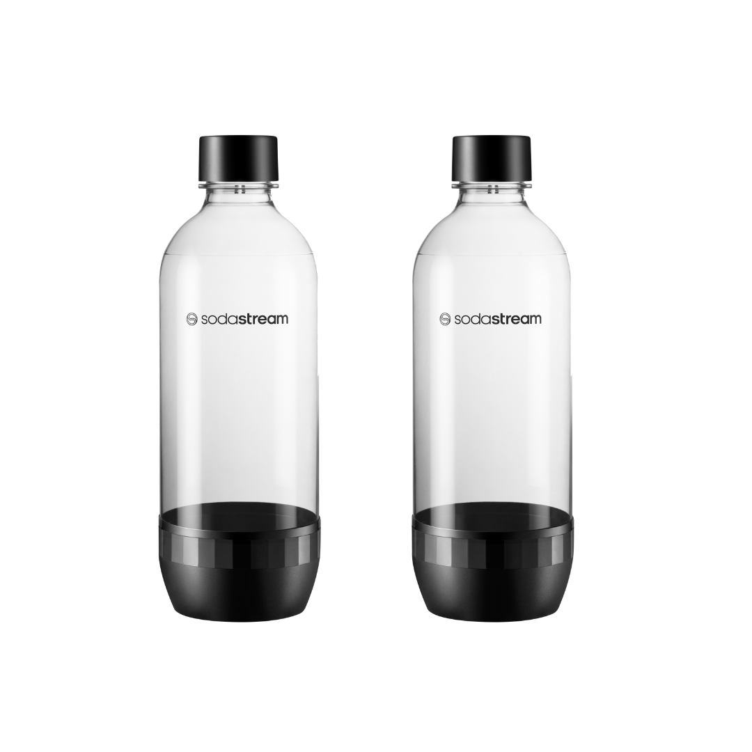 Dishwasher Safe - 1L Black Carb Bottle Twin Pack sodastream